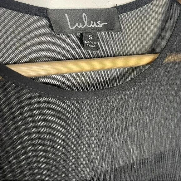 Lulus Small Black Short Sleeve Tassel Net Neckline Formal Party Dress Small - Picture 6 of 8